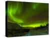 Aurora Borealis (Northern Lights) Seen over a Snow Covered Road, Troms, North Norway, Scandinavia, -Neale Clark-Stretched Canvas