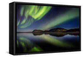 Aurora Borealis or Northern Lights at Lake Thingvallavatn, Thingvellir National Park-null-Framed Stretched Canvas