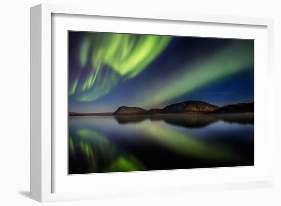 Aurora Borealis or Northern Lights at Lake Thingvallavatn, Thingvellir National Park-null-Framed Photographic Print