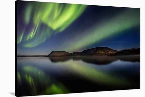 Aurora Borealis or Northern Lights at Lake Thingvallavatn, Thingvellir National Park-null-Stretched Canvas