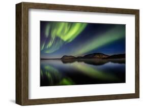 Aurora Borealis or Northern Lights at Lake Thingvallavatn, Thingvellir National Park-null-Framed Photographic Print