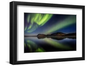 Aurora Borealis or Northern Lights at Lake Thingvallavatn, Thingvellir National Park-null-Framed Photographic Print