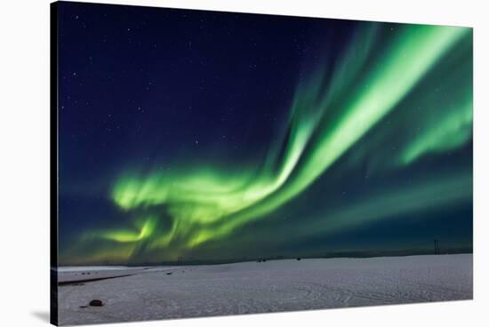 Aurora Borealis or Northern Lights, Iceland, Power Lines by the Jokulsarlon-null-Stretched Canvas