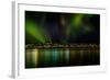 Aurora Borealis or Northern Lights over Reykjavik Skyline, Reykjavik, Iceland-null-Framed Photographic Print