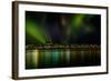 Aurora Borealis or Northern Lights over Reykjavik Skyline, Reykjavik, Iceland-null-Framed Photographic Print