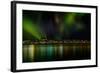 Aurora Borealis or Northern Lights over Reykjavik Skyline, Reykjavik, Iceland-null-Framed Photographic Print