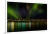 Aurora Borealis or Northern Lights over Reykjavik Skyline, Reykjavik, Iceland-null-Framed Photographic Print