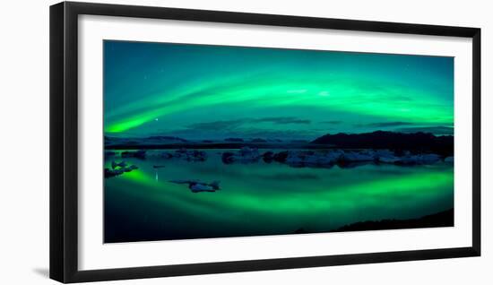 Aurora Borealis or Northern Lights over the Jokulsarlon Lagoon, Iceland-null-Framed Premium Photographic Print