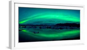 Aurora Borealis or Northern Lights over the Jokulsarlon Lagoon, Iceland-null-Framed Premium Photographic Print