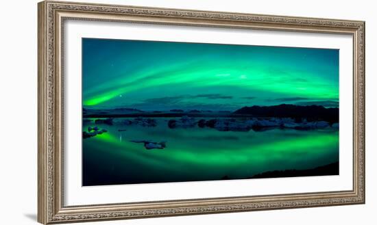 Aurora Borealis or Northern Lights over the Jokulsarlon Lagoon, Iceland-null-Framed Photographic Print