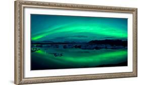 Aurora Borealis or Northern Lights over the Jokulsarlon Lagoon, Iceland-null-Framed Photographic Print