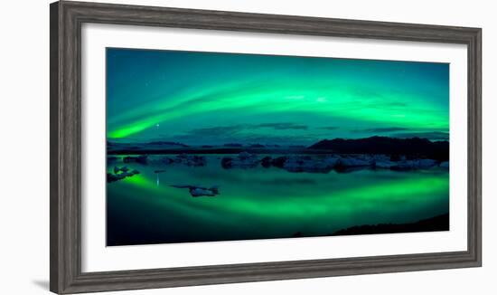 Aurora Borealis or Northern Lights over the Jokulsarlon Lagoon, Iceland-null-Framed Photographic Print