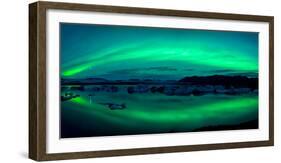 Aurora Borealis or Northern Lights over the Jokulsarlon Lagoon, Iceland-null-Framed Photographic Print