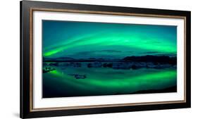 Aurora Borealis or Northern Lights over the Jokulsarlon Lagoon, Iceland-null-Framed Photographic Print