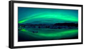 Aurora Borealis or Northern Lights over the Jokulsarlon Lagoon, Iceland-null-Framed Photographic Print