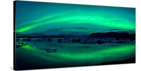 Aurora Borealis or Northern Lights over the Jokulsarlon Lagoon, Iceland-null-Stretched Canvas