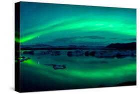 Aurora Borealis or Northern Lights over the Jokulsarlon Lagoon, Iceland-null-Stretched Canvas