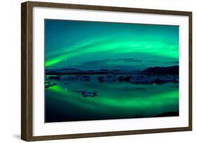 Aurora Borealis or Northern Lights over the Jokulsarlon Lagoon, Iceland-null-Framed Photographic Print