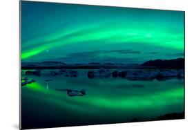 Aurora Borealis or Northern Lights over the Jokulsarlon Lagoon, Iceland-null-Mounted Photographic Print