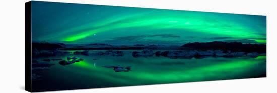 Aurora Borealis or Northern Lights over the Jokulsarlon Lagoon, Iceland-null-Stretched Canvas