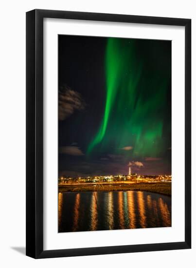 Aurora Borealis or Northern Lights, Reykjavik, Iceland-null-Framed Premium Photographic Print