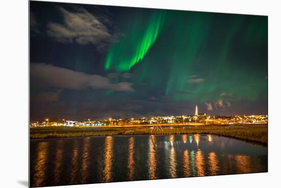 Aurora Borealis or Northern Lights, Reykjavik, Iceland-null-Mounted Premium Photographic Print