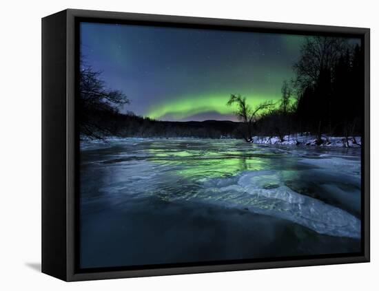 Aurora Borealis Over a Frozen Kvannelva River, Troms, Norway-Stocktrek Images-Framed Stretched Canvas