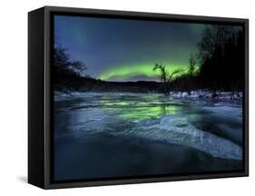 Aurora Borealis Over a Frozen Kvannelva River, Troms, Norway-Stocktrek Images-Framed Stretched Canvas