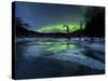 Aurora Borealis Over a Frozen Kvannelva River, Troms, Norway-Stocktrek Images-Stretched Canvas