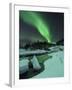 Aurora Borealis Over a Frozen Tennevik River, Troms, Norway-Stocktrek Images-Framed Photographic Print