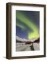 Aurora Borealis over a Snow-Covered Street in Wintry Mountain Landscape, Tromsš, Norway-P. Kaczynski-Framed Photographic Print