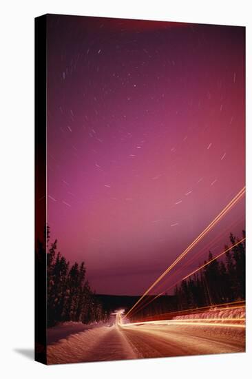 Aurora Borealis over Alaska Highway-Paul Souders-Stretched Canvas