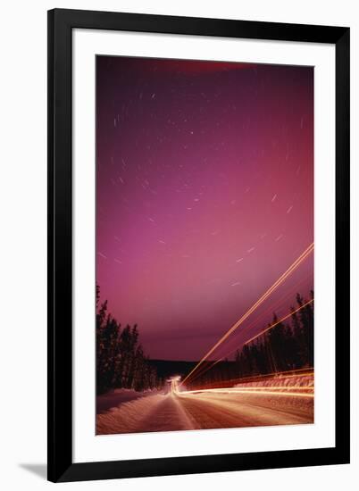 Aurora Borealis over Alaska Highway-Paul Souders-Framed Premium Photographic Print