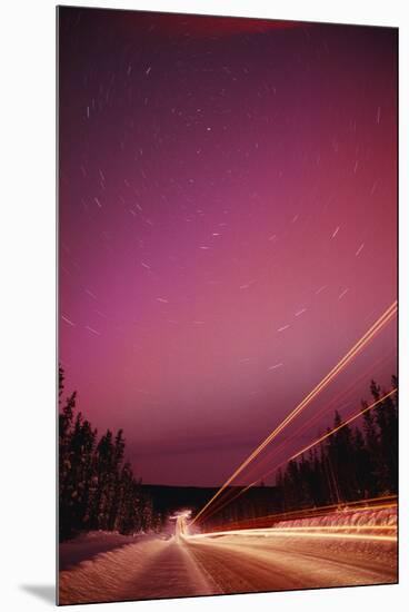 Aurora Borealis over Alaska Highway-Paul Souders-Mounted Premium Photographic Print