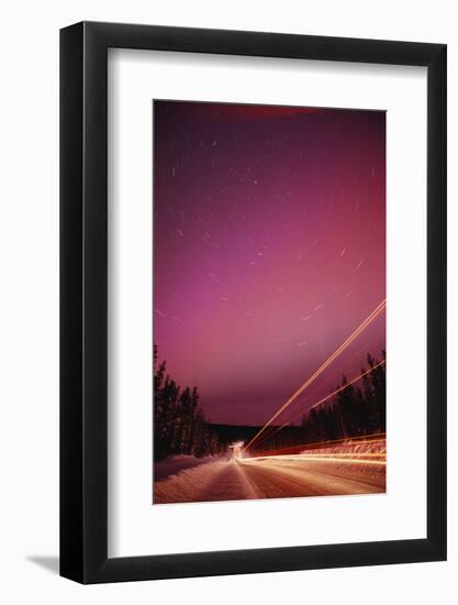 Aurora Borealis over Alaska Highway-Paul Souders-Framed Photographic Print