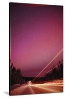 Aurora Borealis over Alaska Highway-Paul Souders-Stretched Canvas