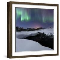 Aurora Borealis over Blafjellelva River in Troms County-Stocktrek Images-Framed Photographic Print