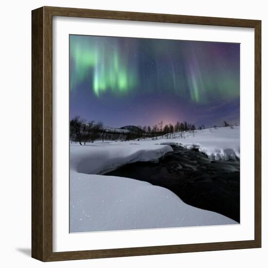 Aurora Borealis over Blafjellelva River in Troms County-Stocktrek Images-Framed Photographic Print