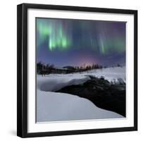 Aurora Borealis over Blafjellelva River in Troms County-Stocktrek Images-Framed Photographic Print