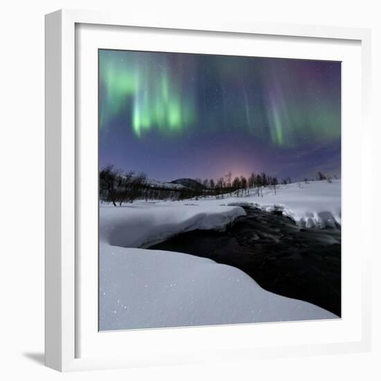 Aurora Borealis over Blafjellelva River in Troms County-Stocktrek Images-Framed Photographic Print