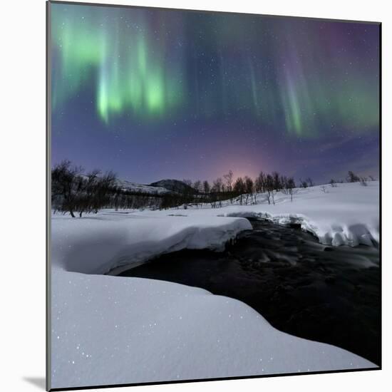 Aurora Borealis over Blafjellelva River in Troms County-Stocktrek Images-Mounted Photographic Print