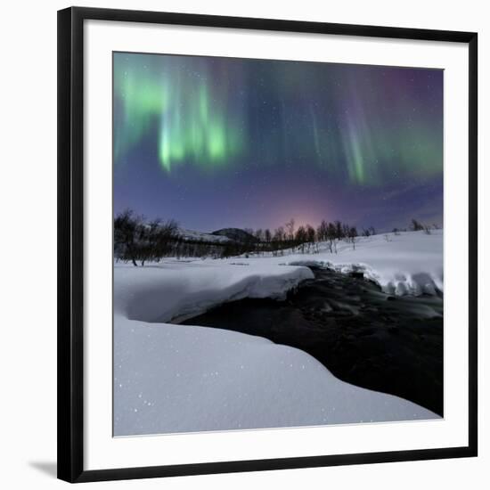 Aurora Borealis over Blafjellelva River in Troms County-Stocktrek Images-Framed Photographic Print