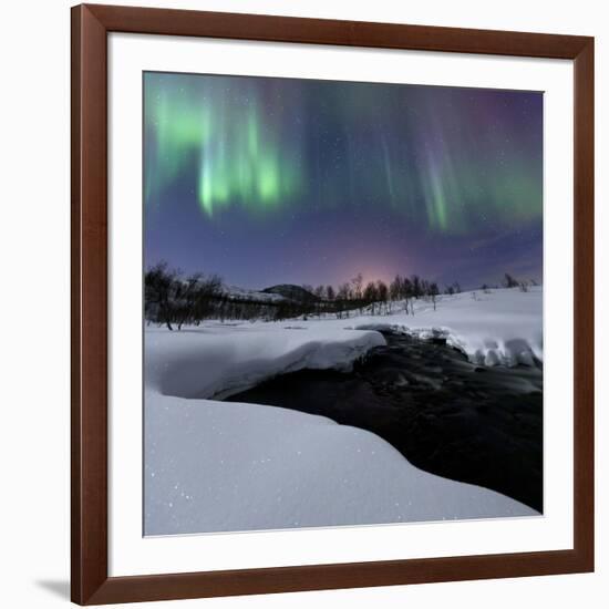 Aurora Borealis over Blafjellelva River in Troms County-Stocktrek Images-Framed Photographic Print