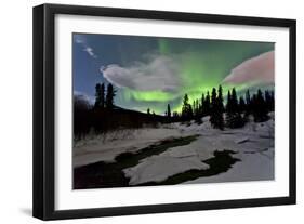 Aurora Borealis over Creek, Yukon, Canada-null-Framed Photographic Print