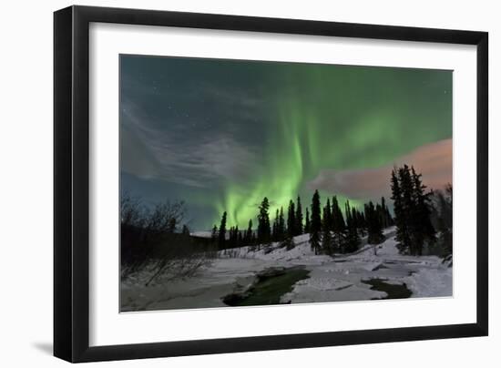 Aurora Borealis over Creek, Yukon, Canada-null-Framed Photographic Print