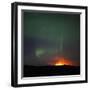 Aurora Borealis over eruption at Eyjafjallajokull glacier-null-Framed Photographic Print