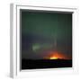 Aurora Borealis over eruption at Eyjafjallajokull glacier-null-Framed Photographic Print