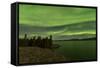 Aurora Borealis over Fish Lake, Yukon, Canada-null-Framed Stretched Canvas