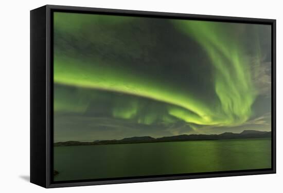 Aurora Borealis over Fish Lake, Yukon, Canada-null-Framed Stretched Canvas