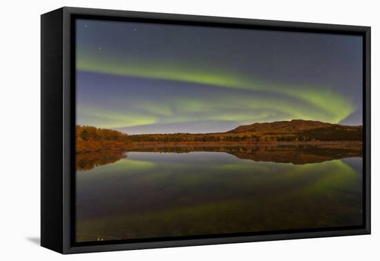 Aurora Borealis over Fish Lake, Yukon, Canada-null-Framed Stretched Canvas